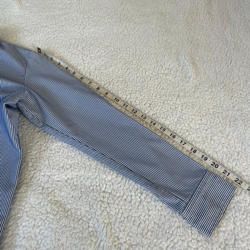 Korean Fashion Blue Pinstripe Shirt Dress Preppy Button Down - Picture 5 of 9
